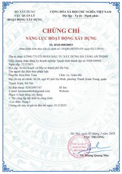 Chứng chỉ năng lực hoạt động xây dựng